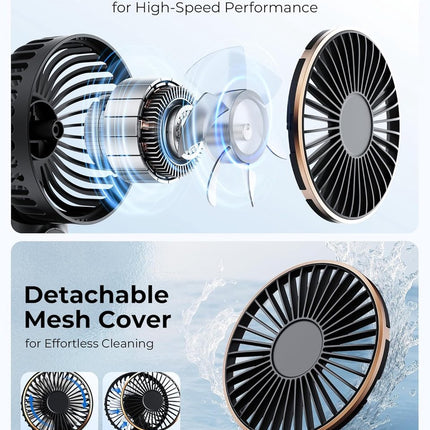 Handheld Fan - Mini Portable Fan - Rechargeable - Power Bank - 6 Settings - Black