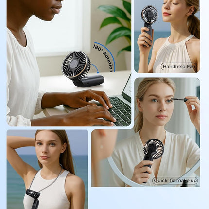 Handheld Fan - Mini Portable Fan - Rechargeable - Power Bank - 6 Settings - Black