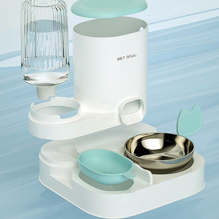 2-in-1 Automatic Cat Feeder and Water Dispenser for Pets, Compatible with Cats and Dogs, Gray