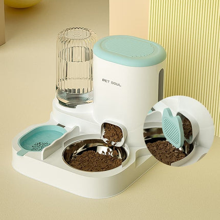 2-in-1 Automatic Cat Feeder and Water Dispenser for Pets, Compatible with Cats and Dogs, Blue