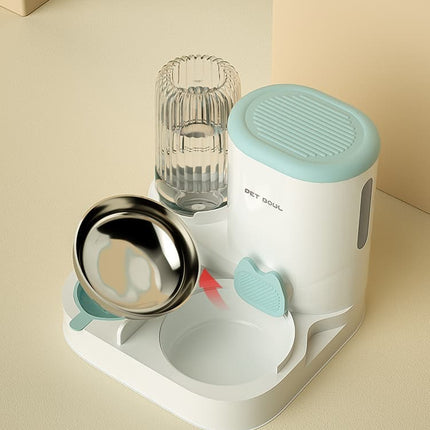 2-in-1 Automatic Cat Feeder and Water Dispenser for Pets, Compatible with Cats and Dogs, Blue