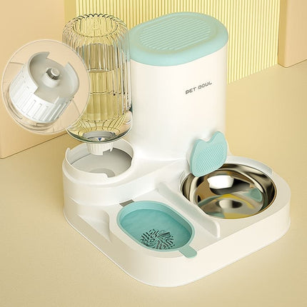 2-in-1 Automatic Cat Feeder and Water Dispenser for Pets, Compatible with Cats and Dogs, Blue