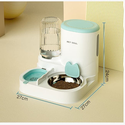 2-in-1 Automatic Cat Feeder and Water Dispenser for Pets, Compatible with Cats and Dogs, Blue