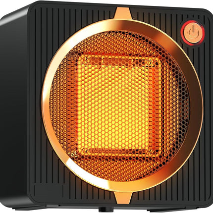 Portable Mini Space Heater, 500W PTC Ceramic Fast Heating Desktop Heater with Overheat & Tip-Over Protection, 180° Wide Angle Quiet Personal Heater for Office, Home, Bedroom - Black