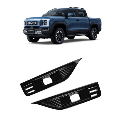 BYD Shark 6 Side Fender Parking Light Decorative Covers | 3 Surface Finishes Available: Black, Chrome, Carbon Fiber Truck Exterior Decorative Covers (Black)