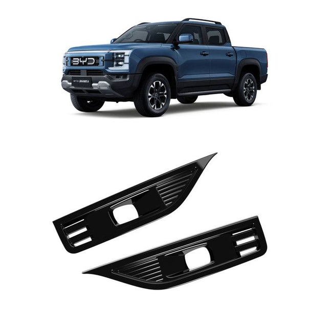 BYD Shark 6 Side Fender Parking Light Decorative Covers | 3 Surface Finishes Available: Black, Chrome, Carbon Fiber Truck Exterior Decorative Covers (Black)