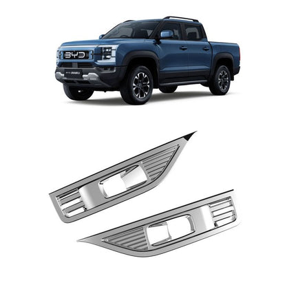 BYD Shark 6 Side Fender Parking Light Decorative Covers | 3 Surface Finishes Available: Black, Chrome, Carbon Fiber Truck Exterior Decorative Covers (Chrome)