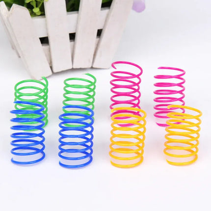4 Pack Plastic Spring Cat Toy Interactive Play Ball
