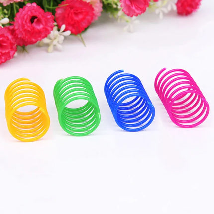 4 Pack Plastic Spring Cat Toy Interactive Play Ball