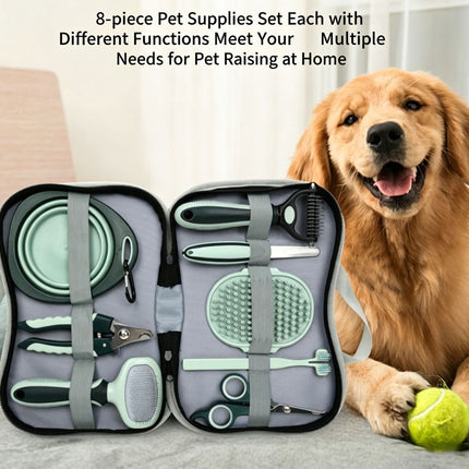 8-in-1 Pet Grooming Kit, Portable Dog Cat Grooming Supplies, Storage Bag for Daily Care