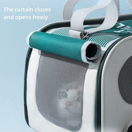 Pet Travel Bag Soft Sided Mesh Carrier Breathable Collapsible, Blue