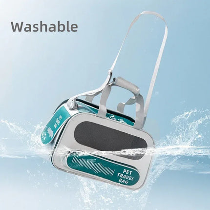 Pet Travel Bag Soft Sided Mesh Carrier Breathable Collapsible, Blue