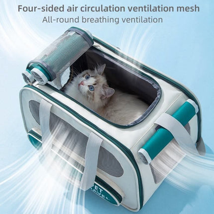 Pet Travel Bag Soft Sided Mesh Carrier Breathable Collapsible, Green