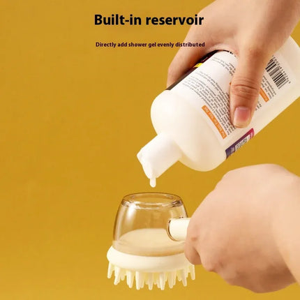 3 in 1 Pet Bath Brush Liquid Foaming Massage Brush, Beige, 18 cm