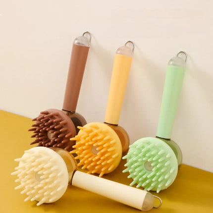 3 in 1 Pet Bath Brush Liquid Foaming Massage Brush, Yellow, 18 cm