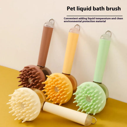 3 in 1 Pet Bath Brush Liquid Foaming Massage Brush, Yellow, 18 cm