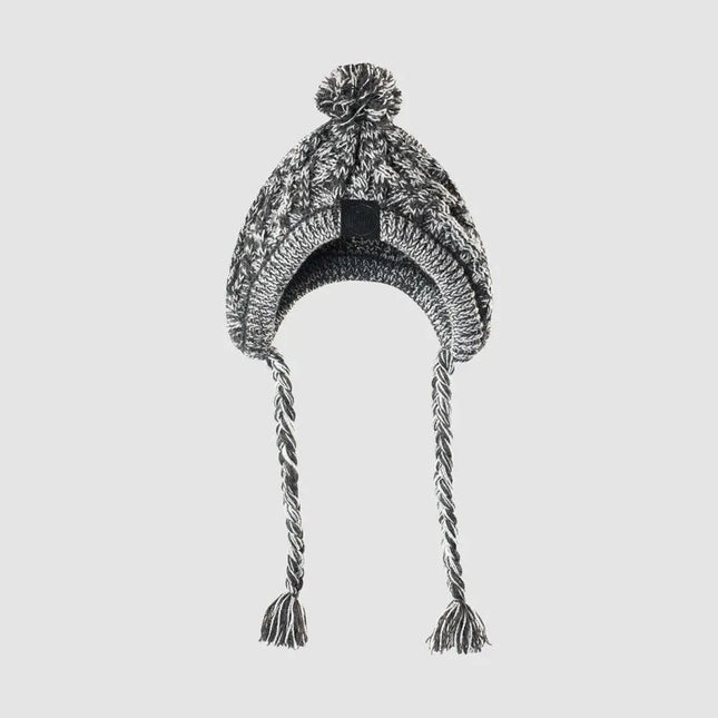 Dog Hat Knitted Windproof Winter Pom Hat, Black, L