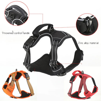 Reflective Pet Vest, Dog Harness, No Pull, Breathable, 1.5-meter tow rope - Orange, M