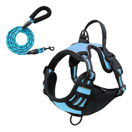 Reflective Pet Vest, Dog Harness, No Pull, Breathable, 1.5-meter tow rope - Blue, M