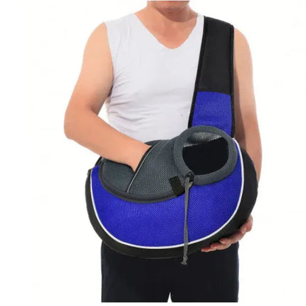 Small Pet Carrier Sling Crossbody Bag for Cats and Dogs, Blue, S