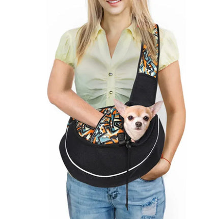 Small Pet Carrier Sling Crossbody Bag for Cats and Dogs, Orange, S