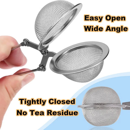 4 Pack 304 Stainless Steel Tea Strainers, Fine Mesh Ball Infusers with Squeeze Handle