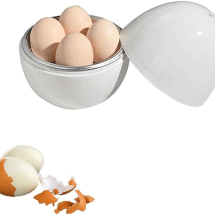 Egg cooker - Pressure cooker with 4 eggs for hard and medium-boiled eggs - Fast microwave egg cooker - Cooking time of 9 minutes - User-friendly microwave egg poacher