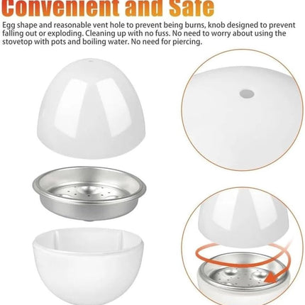 Egg cooker - Pressure cooker with 4 eggs for hard and medium-boiled eggs - Fast microwave egg cooker - Cooking time of 9 minutes - User-friendly microwave egg poacher