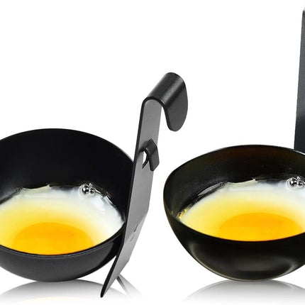 2-piece egg cooker - Stainless steel pan for poached eggs with hanging cups - Non-stick cookware for soft-boiled eggs and breakfast
