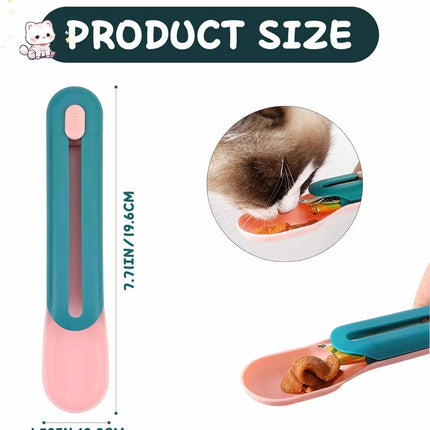 Cat Treats Spoon - 2 Pieces - Cat Food Bowl - Cat Food Bowl - Feeding Spoon - Cat Bar Spoon - Cat Treats Spoon - Snack Spoon for Pets - Feeder Dispenser - Cat Treats Spoon - Cat Food - Adjustable - For Squeezing Out Puree and Snacks