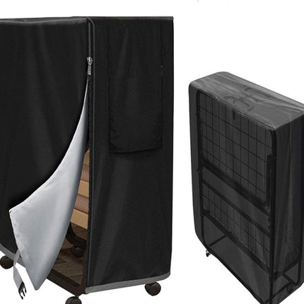 84*33*107 cm - Storage cover for a folding bed - Dust cover - storage cover for a folding bed with zipper - waterproof universal protective cover for a folding bed - robust storage cover for a folding bed - with adjustable drawstring - black