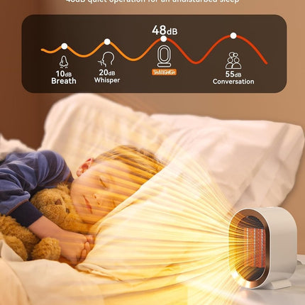 Electric Heater - Indoor Electric Heating - Fan Heater - 800W or 1200W - Heater - Socket -  Portable Indoor Heaters - With Adjustable, Overheating Protection, Shut-off Upon Discharge - White