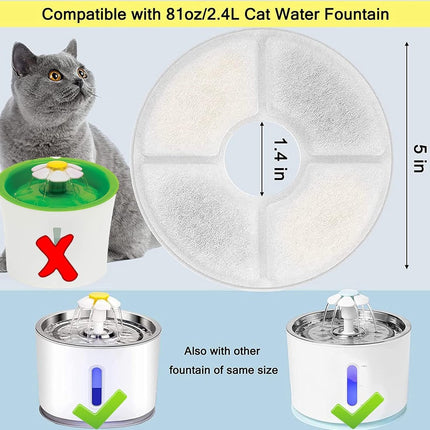 12 Pieces - Drinking Fountain Filters Refills - Water Fountain Filters - Drinking Fountain Filters - Replacement Filter Cat Fountain - Drinking Filter - Activated Carbon Filter - Round - Filter Replacement Filter - White - 12.5*3.5cm - Refills