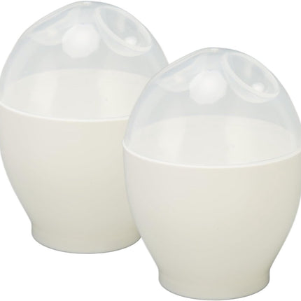 Egg Boiler - 2 Pieces - Microwave Egg Boiler - Egg Boiler - Portable Mini Fast Egg Boiling Cup - For Kitchen Breakfast - White