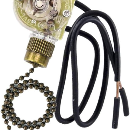 Ceiling Fan Light Switch Zing Ear Pull Chain Switch ZE-109 Fan Light Switch, On-Off Speed with Pull Chain Compatible with Ceiling Light Fans, Lamps and Wall Lights.(Bronze)