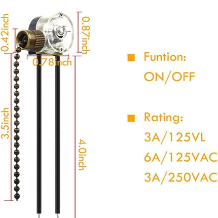 Ceiling Fan Light Switch Zing Ear Pull Chain Switch ZE-109 Fan Light Switch, On-Off Speed with Pull Chain Compatible with Ceiling Light Fans, Lamps and Wall Lights.(Bronze)