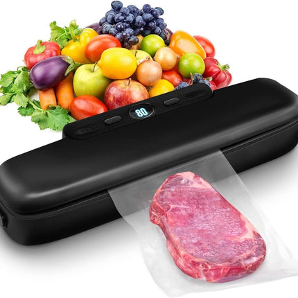 Vacuum Packaging Machine - Household Vacuum Packaging Machine - One-Button Vacuum Packaging Machine for Dry and Wet Food Storage - Includes 50 Vacuum Bags - Compact Vacuum Packaging Machine (Black)