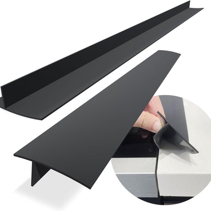 Sealing Strip for Hobs - Silicone Sealing Strip - Gap Filler Strip - Seals gaps between kitchen countertops, appliances, stoves, ovens, washing machines and dryers - Set of 2 (Black)
