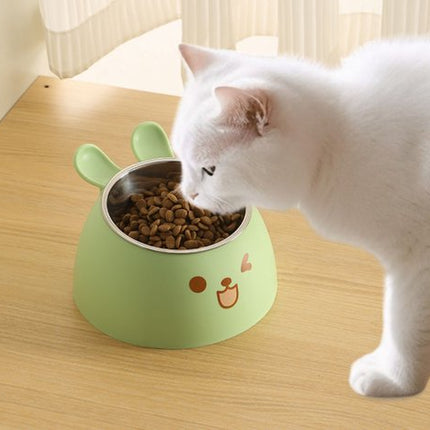 Cat Litter Box - Cat Food Bowl - Non-Slip Design - Pet Food Bowl - Plastic and Stainless Steel Design - Suitable for Cats and Small Dogs - Pink
