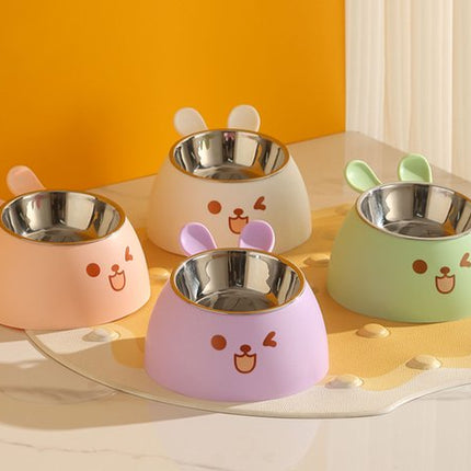 Cat Litter Box - Cat Food Bowl - Non-Slip Design - Pet Food Bowl - Plastic and Stainless Steel Design - Suitable for Cats and Small Dogs - Pink