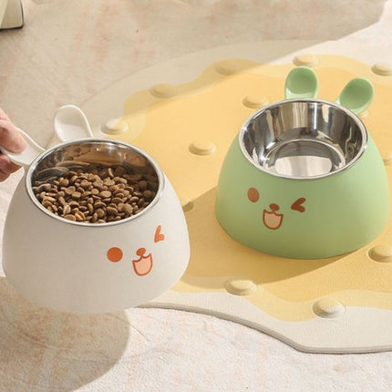 Cat Litter Box - Cat Food Bowl - Non-Slip Design - Pet Food Bowl - Plastic and Stainless Steel Design - Suitable for Cats and Small Dogs - Vegetable