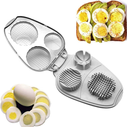 Egg Slicer - 3-in-1 Stainless Steel Slicer - For Eggs and Mushrooms - Precision Cutting Tool - Kitchen Aid