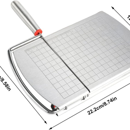 Cheese Cutter - Stainless Steel Blade with Measuring Scale - For Block Cheese and Sausage - Multifunctional Kitchen Aid