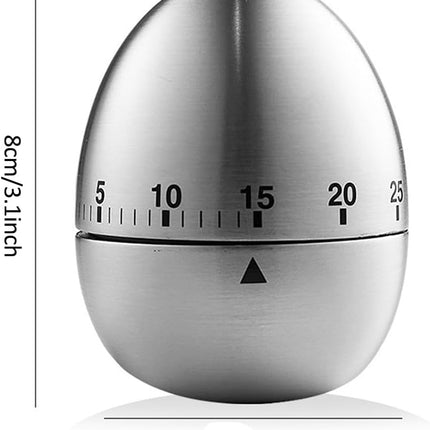 Egg Timer - Kitchen Timer - Analogue Kitchen Timer - Mechanical Kitchen Timer - Timer - Egg - Stainless Steel
