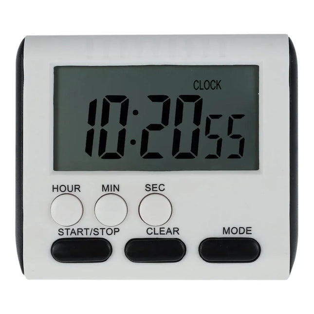 Digital Kitchen Timer with Big LCD Digits, Loud Alarm and Memory Function, Magnetic Backing for Cooking, White
