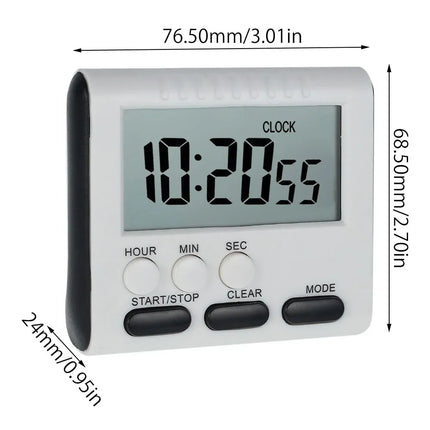 Digital Kitchen Timer with Big LCD Digits, Loud Alarm and Memory Function, Magnetic Backing for Cooking, White