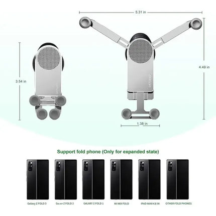 Replacement Gravity Biltelefonhållare Kompatibel med Samsung Galaxy Z Fold 4/z Fold 3, Car Air Vent Clip Mount Smart Phone Stand Silver