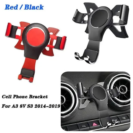 For- A3 8v S3 2014-2019 Mobile Phone Holder Mobile Mount Car Mount Accessories Black, Replacement Part, Made of Aluminum