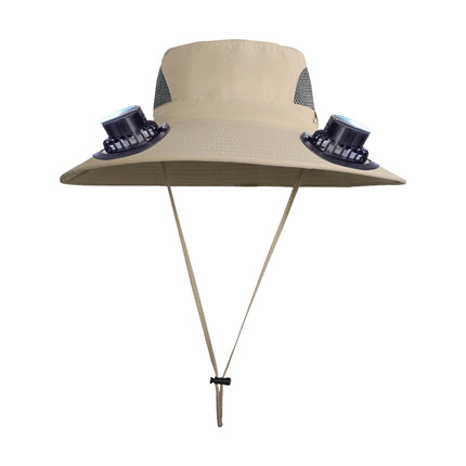 PALIFEUR Wide Brim Solar Fan Hat with 2 Solar Fan, Fan Built in Hat with Fans Solar Power, Solar Powered Fan Hat for Outdoor Fishing Travel, 3 Speed Adjustable Fan Hat White