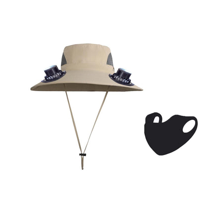 PALIFEUR Wide Brim Solar Fan Hat with 2 Solar Fan, Fan Built in Hat with Fans Solar Power, Solar Powered Fan Hat for Outdoor Fishing Travel, 3 Speed Adjustable Fan Hat White